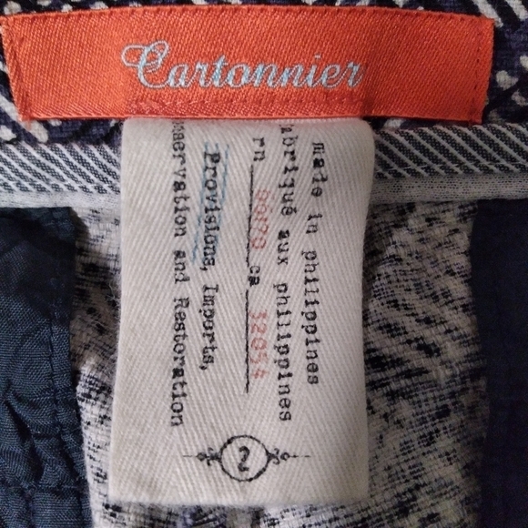 Anthropologie Cartonnier Cropped Pants Blue White Print Size 2 - Picture 7 of 9